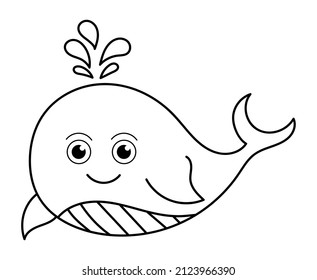 Whale vector drawing animal vector drawing, cartoon vector, line art and color