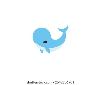 Whale vector emoticon. Whale emoji illustration. Color whale icon