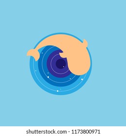 Whale vector, fish abstract design elements