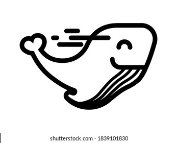 Whale vector icon. Animal, aquatic symbol flat vector sign isolated on white background. Simple vector illustration for graphic and web design. Ocean giant logo. Linear template emblem fish