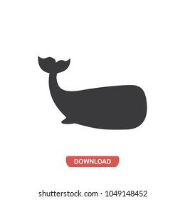 Whale vector icon. Animal,aquatic symbol flat vector sign isolated on white background. Simple vector illustration for graphic and web design. 