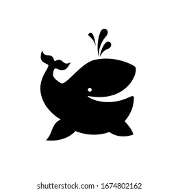 Vektorillustration von Walen. Schwarz auf weißem Symbol