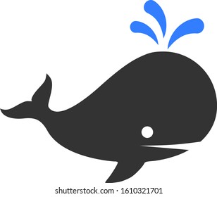 Whale vector icon. Flat Whale pictogram is isolated on a white background.