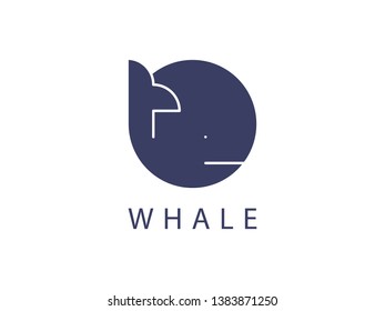 Whale vector icon. Ocean logo design element. Marine life illustration in trendy flat style.
