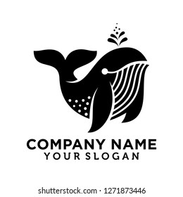 Whale vector icon on white background.