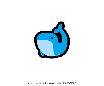 Whale vector icon on a white background. Blue whale emoji illustration. Isolated whale vector emoticon