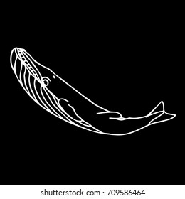 Whale vector illustration. Doodle style. Design icon, print, logo, poster, symbol, decor, textile, paper, card. 