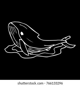 Whale vector illustration. Doodle style. Design, print, decor, textile, paper