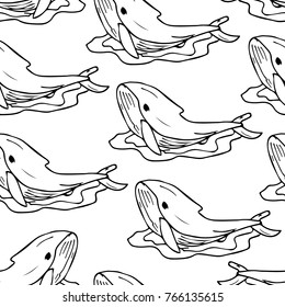 Whale vector illustration. Doodle style. Design, print, decor, textile, paper