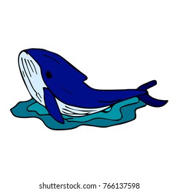 Whale vector illustration. Doodle style. Design, print, decor, textile, paper