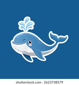 Whale Vector Illustration – Hand Drawn Ocean Animal in Minimal, Cute, or Cartoon Style