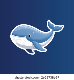 Whale Vector Illustration – Hand Drawn Ocean Animal in Minimal, Cute, or Cartoon Style