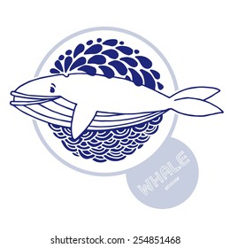 Whale vector illustration. Marine background