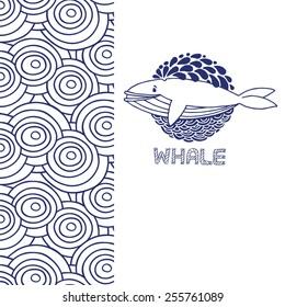Whale vector illustration. Marine background