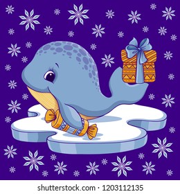 Whale vector illustration. Whales in winter.