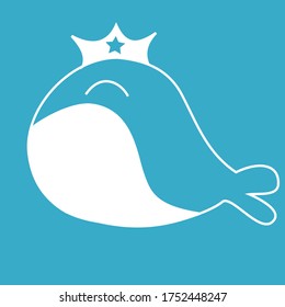 whale vector isolated on blue background.