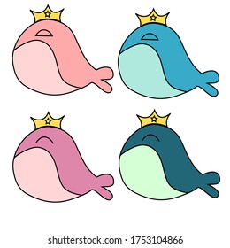 Whale vector isolated on white background.