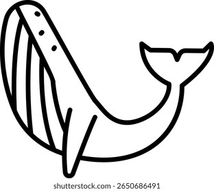 Whale Vector Line Icon Illustration