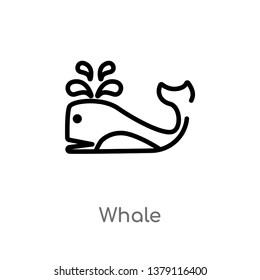whale vector line icon. Simple element illustration. whale outline icon from nautical concept. Can be used for web and mobile