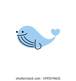 Whale. Vector logo in bold line style