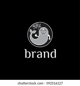 Whale vector logo design template