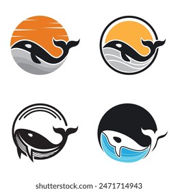 Whale vector logo icon design