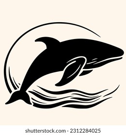 Whale Vektorgrafik für Logo oder Symbol, Clipart, Zeichnung Eleganter minimalistischer Stil, abstrakte Illustration