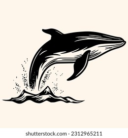Whale vector for logo or icon,clip art, drawing Elegant minimalist style,abstract style Illustration