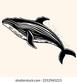 Whale vector for logo or icon,clip art, drawing Elegant minimalist style,abstract style Illustration