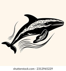 Whale vector for logo or icon,clip art, drawing Elegant minimalist style,abstract style Illustration