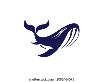 Whale vector logo illustration . blue whale logo .