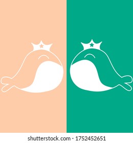 whale vector on green and pink background.