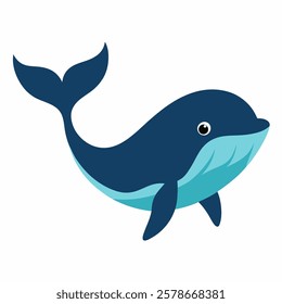 Whale vector on white background.