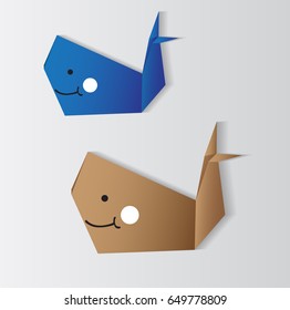 whale vector origami cute and beauty simple vector origami, paper craft of whale