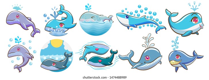 Whale  vector set graphic clipart design