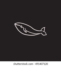 Whale vector sketch icon isolated on background. Hand drawn Whale icon. Whale sketch icon for infographic, website or app.