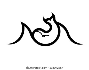 Whale Vector Swimming the Sea