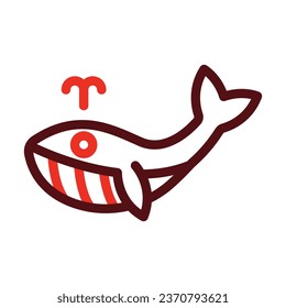 Whale Vector Thick Line Two Color Icons For Personal And Commercial Use.
