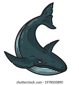 Whale in vintage style isolated vector illustration. Hand drawn design element.