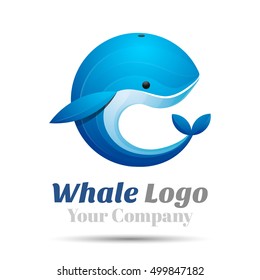 Whale Volume Logo Colorful. 3d Vector Design. Corporate identity