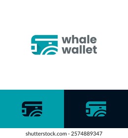 whale wallet vector logo design