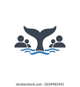 Ícone De Observação De Baleias Isolado Em Fundo Branco