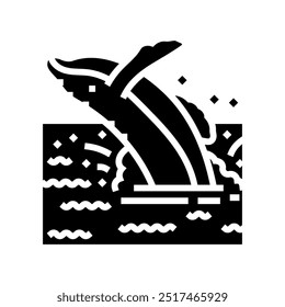 whale watching winter glyph icon vector. whale watching winter sign. isolated symbol illustration