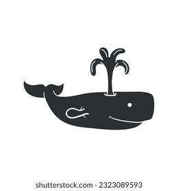 Whale Water Icon Silhouette Illustration. Sea Animals Vector Graphic Pictogram Symbol Clip Art. Doodle Sketch Black Sign.