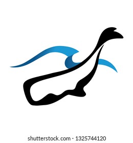 whale and water wave, logo icon