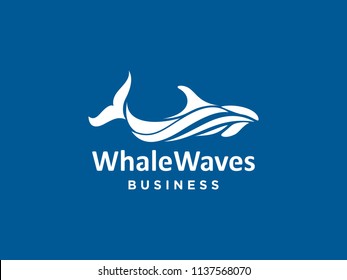 whale wave logo design inspiration