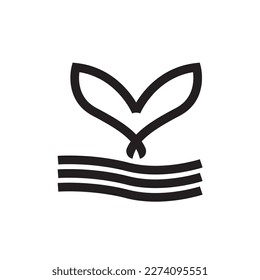 whale wave logo simple icon.
