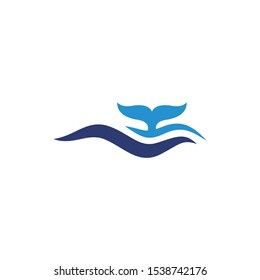 whale wave vector logo illustration