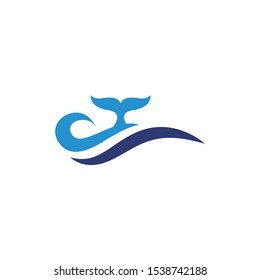 whale wave vector logo illustration