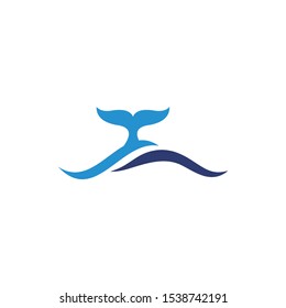 whale wave vector logo illustration